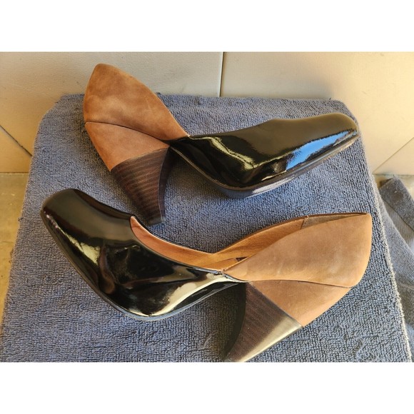 Steven Madden Women's Sumee Pump Size 7.5 Black Brown Cognac Patent Leather - Picture 8 of 11